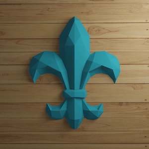 Pdf PAPERCRAFT 3D WALL DECOR  Fleur de lis symbol, printable Pdf template pattern, Diy room decoration, adult craft decoration scultpure