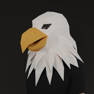 PAPERCRAFT MASK EAGLE -  Pdf printable  pattern template - Bird Halloween costume -make your own 3D Diy adult craft masquerade mask,