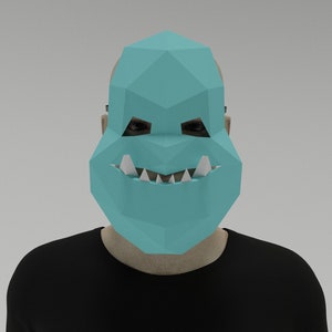 3D PAPIERCRAFT MASKE - Yeti Halloween Monster Kostüm - druckbare Vorlage PDF, Low Poly Maske, Kartenmaske zum Selbermachen, Maskerade