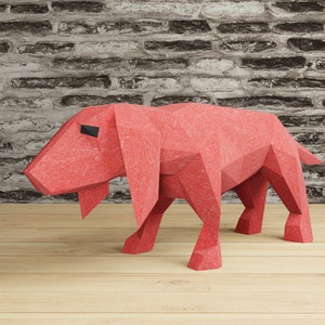 BASSET DOG  PAPERCRAFT Template, diy 3D paper craft, Pdf downloadabe pattern, sculpture animal crafts, bedroom home decoration statue hound