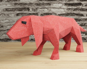 BASSET DOG  PAPERCRAFT Template, diy 3D paper craft, Pdf downloadabe pattern, sculpture animal crafts, bedroom home decoration statue hound