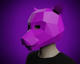 PANTHER MASK PAPERCRAFT 3D-sjabloon, diy volwassen ambacht, maak je eigen Animal Paper kostuum, puma, katachtig masker, Maskerade, kaartmasker halloween