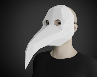 PLAGUE DOCTOR PAPERCRAFT Masker V2 - Venetiaanse pest dokter maskerade, diy masker voor de mens, afdrukbare sjabloon pdf patroon, steampunk ambacht