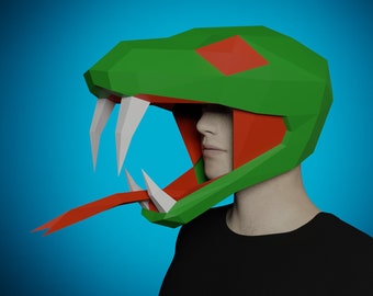 SNAKE MASK PAPERCRAFT- 3D Serpent Costume, printable diy template pdf,  festival, halloween craft, carnival, adult paper crafts, cosplay