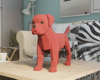 BOXER DOG  PAPERCRAFT Template, diy 3D paper craft, Pdf downloadabe pattern, sculpture animal crafts, bedroom home decoration statue