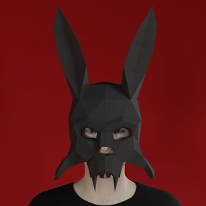 Scary Rabbit MASK PAPERCRAFT -animal skull - 3D Diy adult paper craft pattern , printable PDF template, creepy halloween costume, helmet
