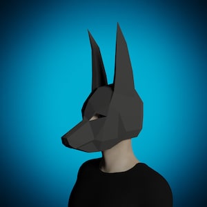 ANUBIS MASK PAPERCRAFT , diy adult masquerade mask, 3d paper craft printable template, downloadable pattern of mask for men, egyptian party