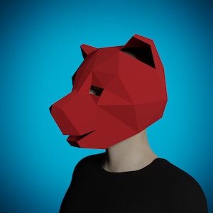 BÄR MASK Papercraft VORLAGE pdf, DIY Tiermaske, Papier Handwerk für Erwachsene, 3D Puzzle druckbare Vorlage Muster, Bär Kostüm für Halloween