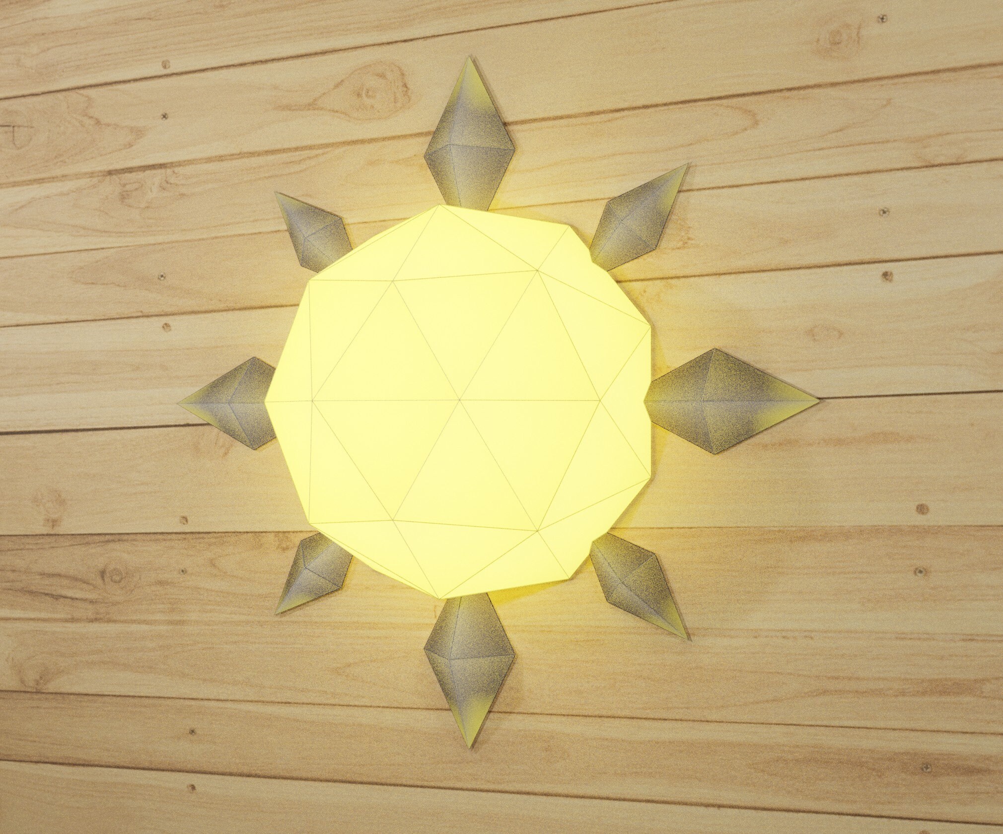 Pdf PAPERCRAFT 3D WALL DECOR Sun - Star, Printable Pdf Template Pattern ...