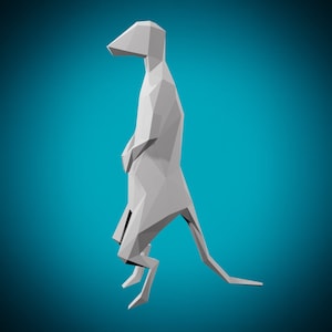 PAPERCRAFT 3D ANIMAL- MEERKAT - printable pdf Template, diy home decoration statue, make your own room decor paper sculpture, model pattern