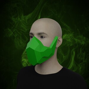 PAPERCRAFT HALF MASK Respirador de gas, plantilla disfraz de papel 3D, haz tu propia Máscara de cartón, máscara de halloween para adultos, máscara de miedo polígono