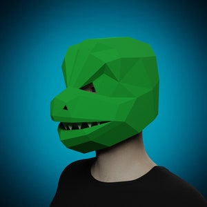 3D PAPERCRAFT MASK Reptilian Animal Croc Pdf Printable Pattern Template ...