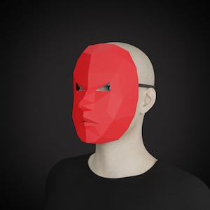 Menselijk GEZICHTSMASKER PAPERCRAFT sjabloon, 3D lowpoly masker patroon ontwerp, veelhoekige diy kostuum, Halloween maskerade, pepakura masker, gemakkelijk ambacht