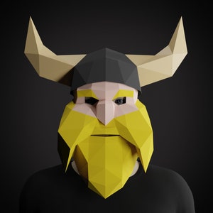 Wikinger Helm V2 + Gesicht PAPERCRAFT MASK 3D VORLAGE