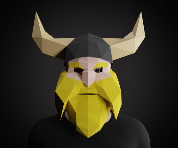 3D helmet low poly papercraft PDF mask DIY kits for adults