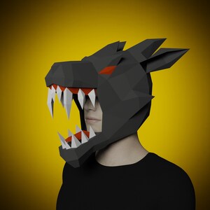 Wild WOLF MASK PAPERCRAFT Template, 3d model pattern for halloween costume, scary mask wolf pepakura, origami, diy werewolf cosplay