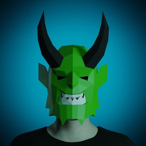 PAPERCRAFT MASK Demon, printable pattern  Template, 3d puzzle,Diy monster mask, adult paper craft, masquerade costume, scary mask devil