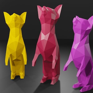 3D ANIMAL PAPERCRAFT - Chihuahua Dog - PDF printable Tempalte, low poly staue diy craft, make your own room decoration, home decor