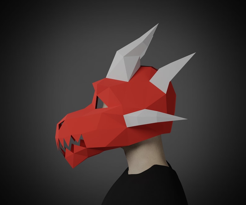 DRAGON PAPERCRAFT MASK Pdf printable pattern template | Etsy España