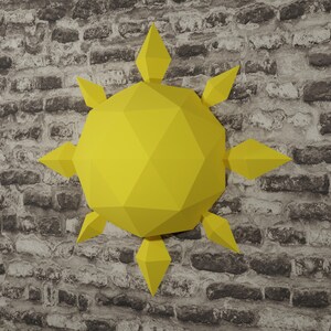 Pdf PAPERCRAFT 3D WALL DECOR Sun - Star, Printable Pdf Template Pattern ...