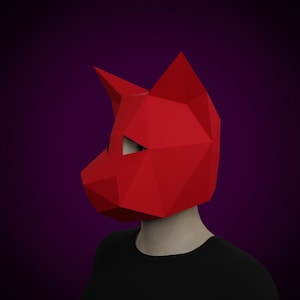PAPERCRAFT MASK  CAT/ kitten - 3D animal head- Diy adult paper craft pattern, printable pdf template, make your own mask for halloween