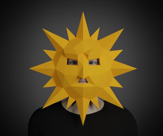 SUN MASK PAPERCRAFT Template, Printable Pdf Pattern for 3D Low