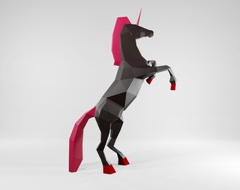 XXL UNICORN PAPERCRAFT Template, diy 3d paper craft, pdf downloadabe pattern,  animal pinata, magical horse, home decoration statue