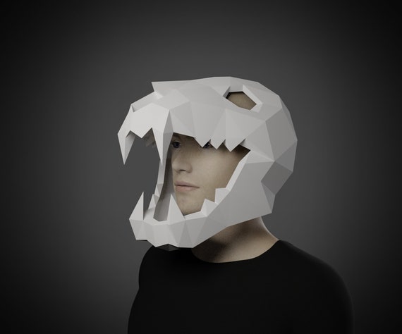 3D helmet low poly papercraft PDF mask DIY kits for adults