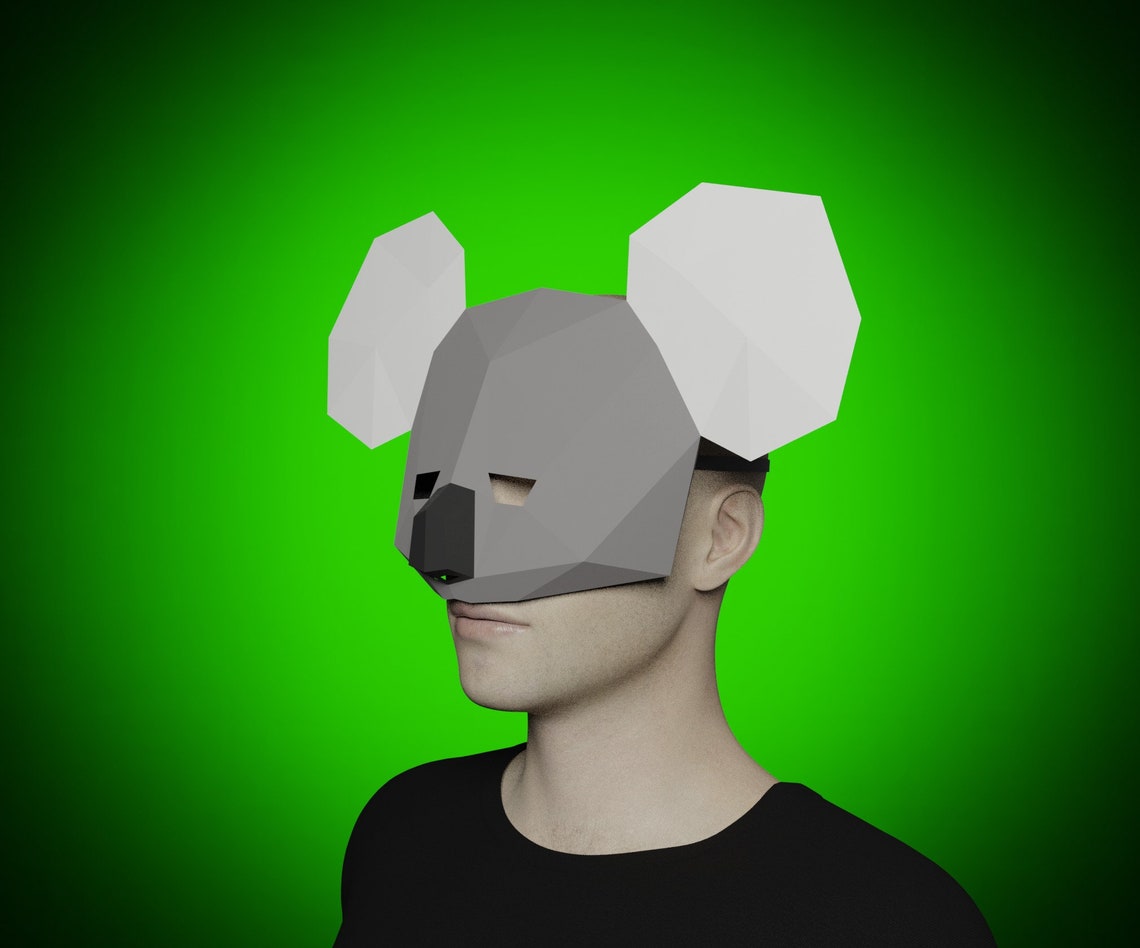 Simple Koala Half Mask PAPERCRAFT 3d Template Diy Adult Etsy