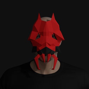 MÁSCARA PAPERCRAFT "Formiga/Guerreiro" fantasia dupla reversível, fantasia de Halloween de bug lowpoly, padrão PDF faça você mesmo design de inseto de máscaras