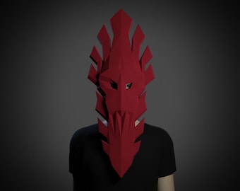 PAPERCRAFT MASK African Demon 3D Wall Decoration- TEMPLATE- Pdf download. diy mask pattern- make your own mask- pepakura/ origami
