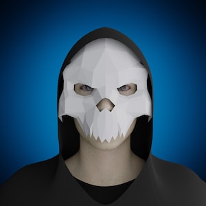 Scary MASK PAPERCRAFT SKULL - 3D Diy adult paper craft pattern , printable pdf template, dead  halloween costume, masquerade mask for men