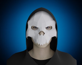 Scary MASK PAPERCRAFT SKULL - 3D Diy adult paper craft pattern , printable pdf template, dead  halloween costume, masquerade mask for men
