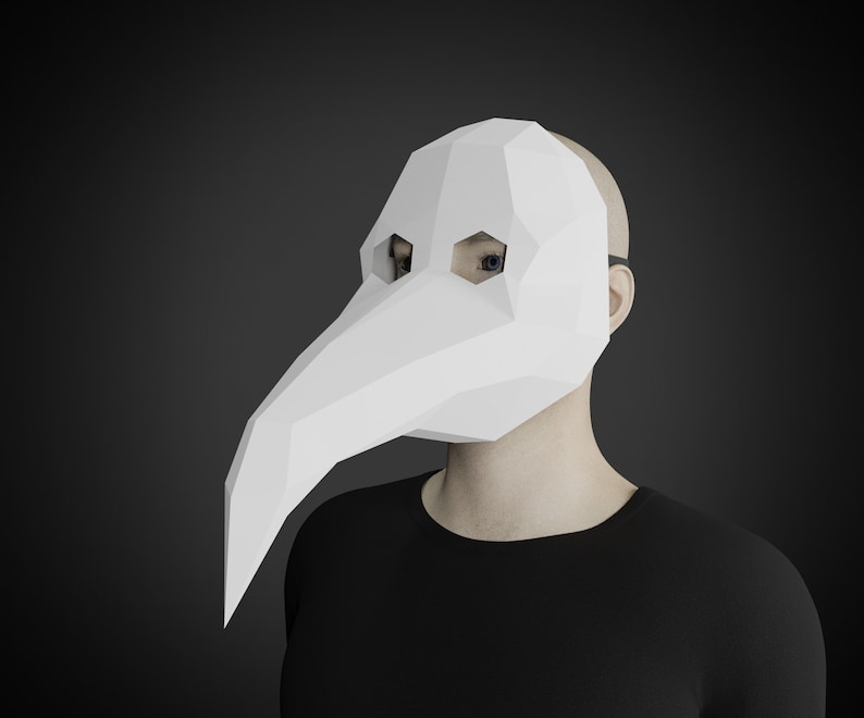 PLAGUE DOCTOR PAPERCRAFT Mask V2 - venetian plague doctor masquerade,diy mask for man, printable template pdf pattern, steampunk craft 