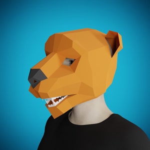 PANTHER MASK PAPERCRAFT plantilla 3D, manualidades para adultos diy, haz tu propio disfraz de Animal Paper, puma, mascara felina, Mascarada, mascara de cartas halloween