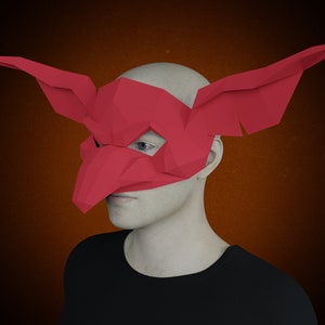 Goblin mezza MASCHERA PAPERCRAFT 3d, maschera da ballo fai da te per uomo, modello stampabile in pdf, maschera da festa, costume di Halloween, artigianato di carta per adulti