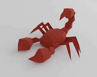 SCORPION PAPERCRAFT Template, diy 3D paper craft, pdf downloadabe pattern, XXL animal craft halloween props, insect home decoration statue