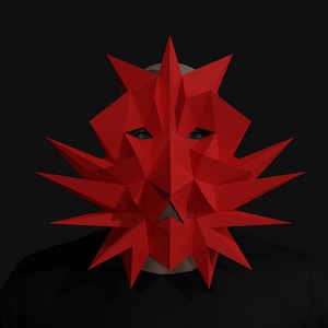 MASK PAPERCRAFT &quot;Spiky monster&quot; disfraz abstracto de Halloween, patrón PDF - disfraz diy, máscara de teatro, mascarada