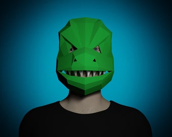 3D PAPERCRAFT MASKER Reptielen dier croc Pdf afdrukbare patroonsjabloon, halloween kostuum - maak je eigen DIY volwassen ambachtelijke maskerademasker
