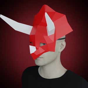 Triceratopo Mezza MASCHERA PAPERCRAFT 3d, maschera da ballo fai da te per uomo, modello stampabile in pdf, maschera da festa, costume di Halloween, artigianato di carta per adulti