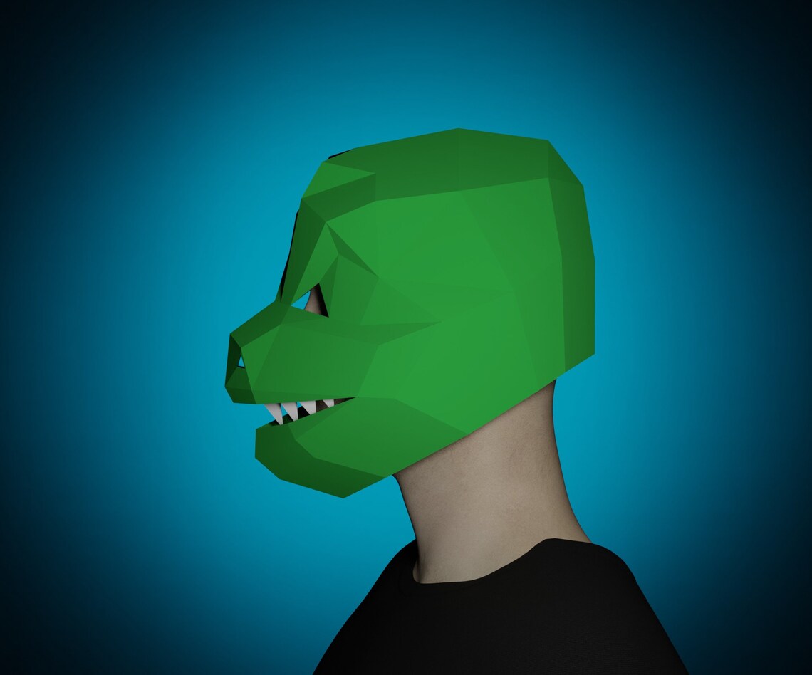 3D PAPERCRAFT MASK Reptilian animal croc Pdf printable - Etsy España