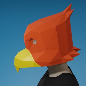 PAPERCRAFT BIRD MASK, falcon, animal mask, diy adult paper crafts, 3d puzzle, printable template pattern, low poly animal costume halloween