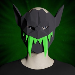 Vampire Bat MASK PAPERCRAFT, Diy 3d low poly animal craft, printable template pattern, scary animal mask halloween, masquerade carnival
