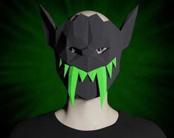 Vampir Fledermaus MASKE PAPERCRAFT, Diy 3d low poly Tier Handwerk, druckbare Vorlage Muster, gruselige Tier Maske Halloween, Maskerade Karneval