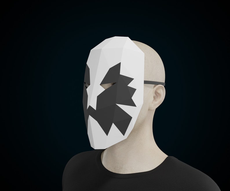 Low Poly RORSCHACH MASK PAPERCRAFT 3D Polygonal Diy Etsy