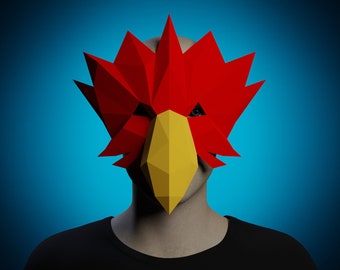 VOGEL-HALB-MASKE Papercraft, diy Tierkostüm, druckbare Vorlage, Papierhandwerk für Erwachsene, sexy Halloween-Kostüm, Low-Poly-Maske, Maskerade Maske