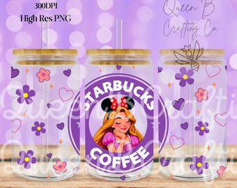 Princess 16 oz Libbey Glass Can Tumbler Sublimatieontwerp, ontwerp digitale download png, prinses png, magisch