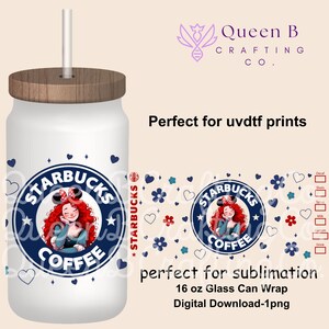 Princess 16 oz Libbey Glass Can Tumbler Sublimation Design, Design Digital Download PNG, Princess PNG, Magical
