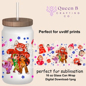 Vaso de panda rojo, envoltura de vidrio de panda rojo, divertido panda rojo PNG, panda rojo png para sublimación, vidrio de lata Libbey, lata de vidrio de 16 oz Png,