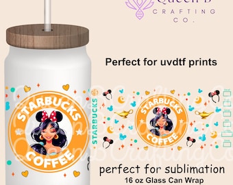 Princess 16 oz Libbey Glass Can Tumbler Sublimation Design, Design Digital Download PNG, Princess PNG, Magical